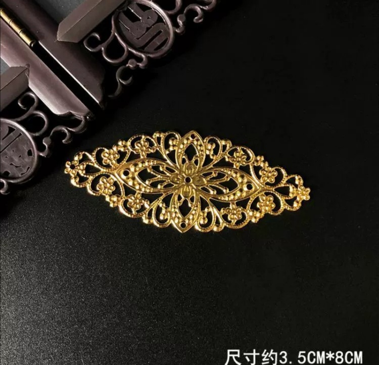 Diy hair accessories Hand-made fascinator metal pieces ancient costume antique flower pieces gold