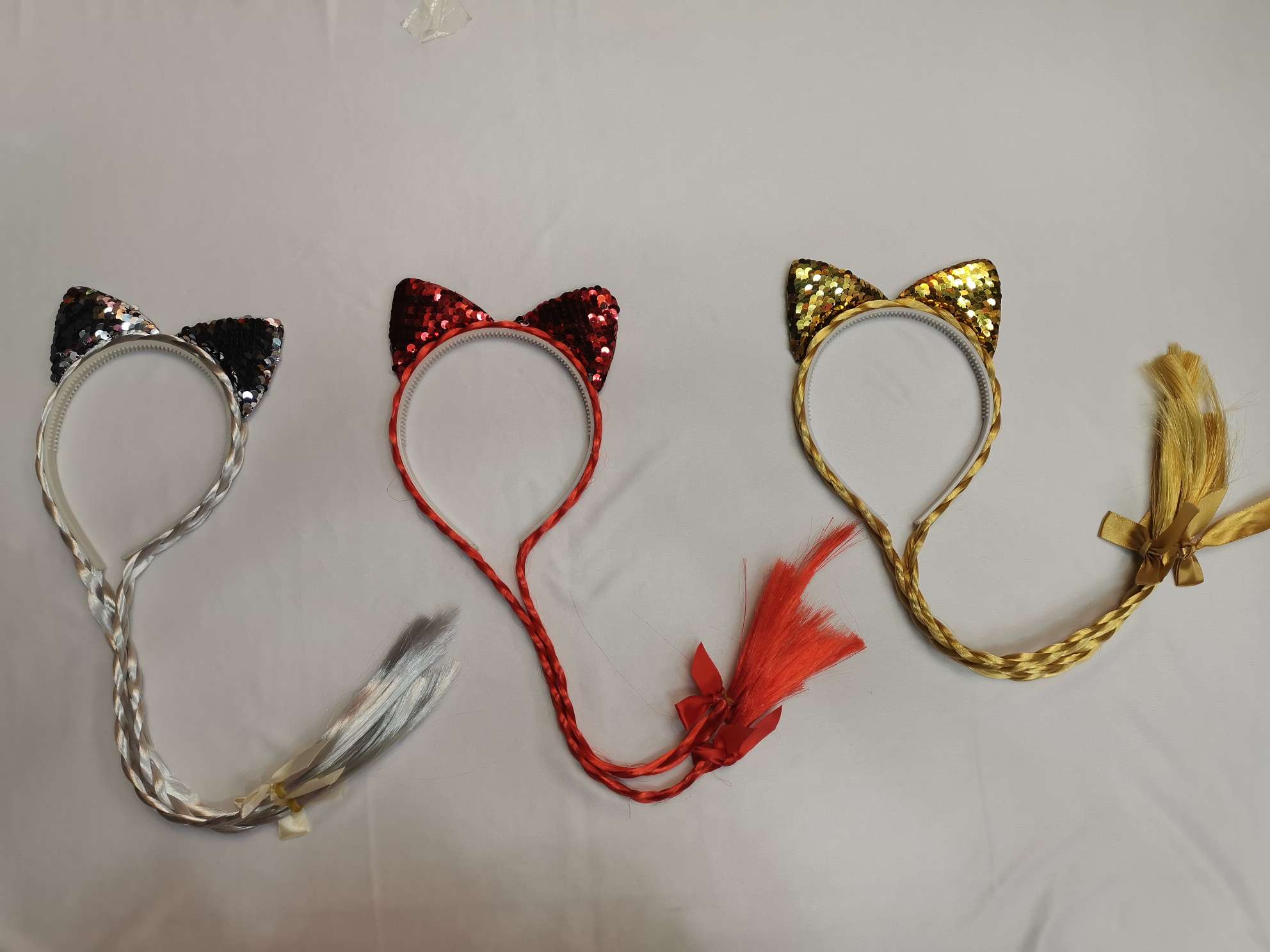 Party carnival Christmas supplies: Sequined cat wigs, braids, hair bands details Picture