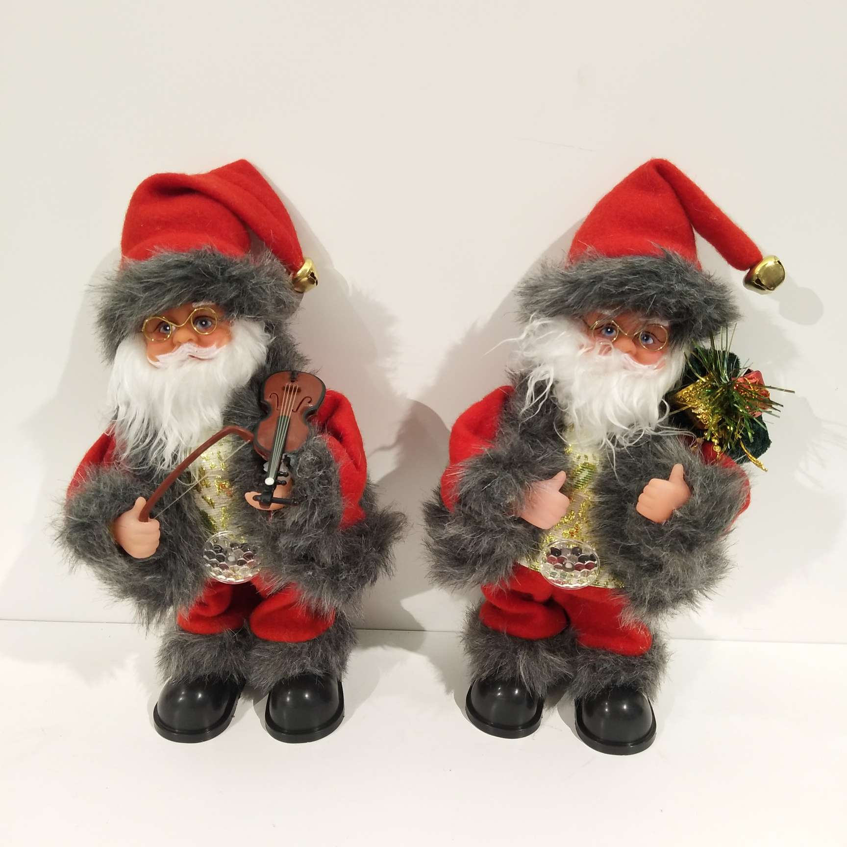 Manufacturer of new authentic Santa Claus 12 inch grey edge small turn light bag and violin style of various small electric size complete Christmas gifts wholesale thumbnail