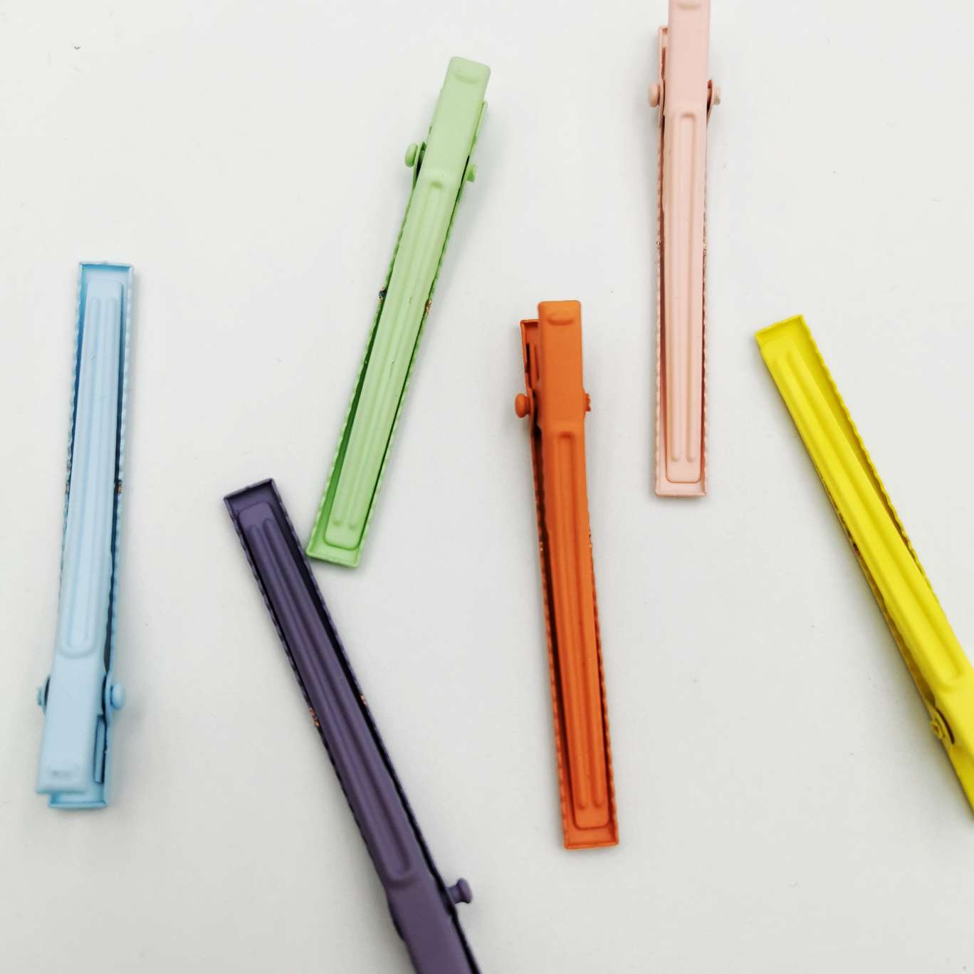 Ins Red Hairpin Rubber Paint One-Line Clip Color 6Cm Thin Square Clip Korean Version Simple Side Clip Diy Accessories Children Clip Handmade Materials New Bottom Clip Duck Beak Clip Bangs Clip Edge Clip