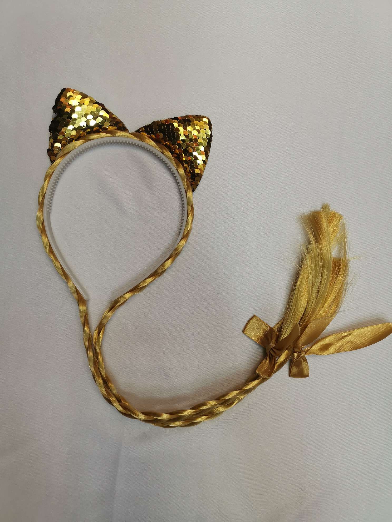 Party carnival Christmas supplies: Sequined cat wigs, braids, hair bands Item Picture