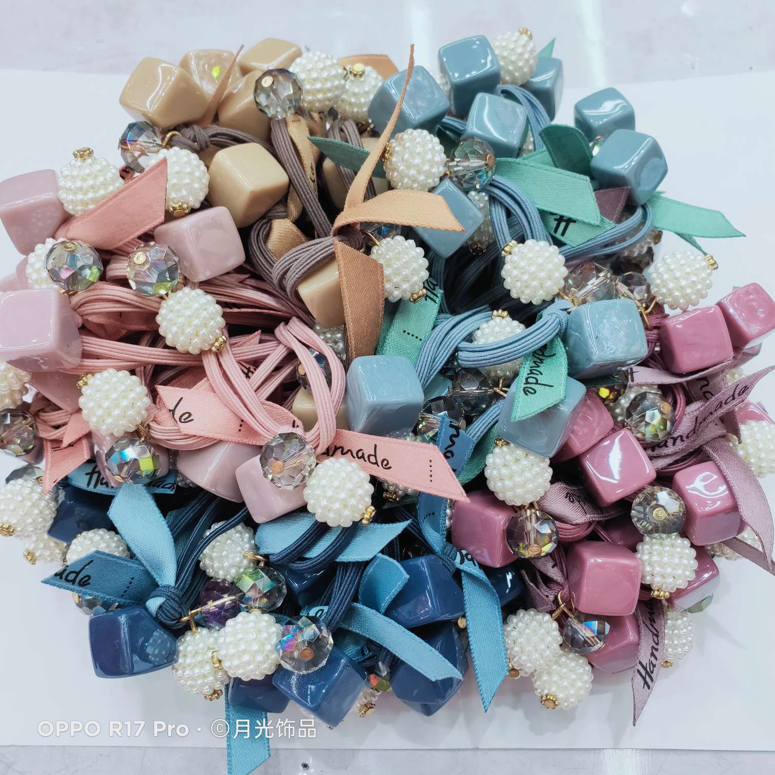 Korean style trendy acrylic square, bayberry ball, webbing, knotting, rubber band, hair band and hair rope cover Specification image