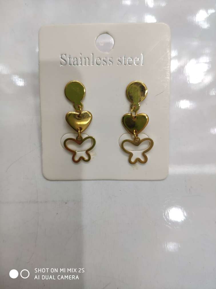 Stainless steel hanging butterfly earrings.