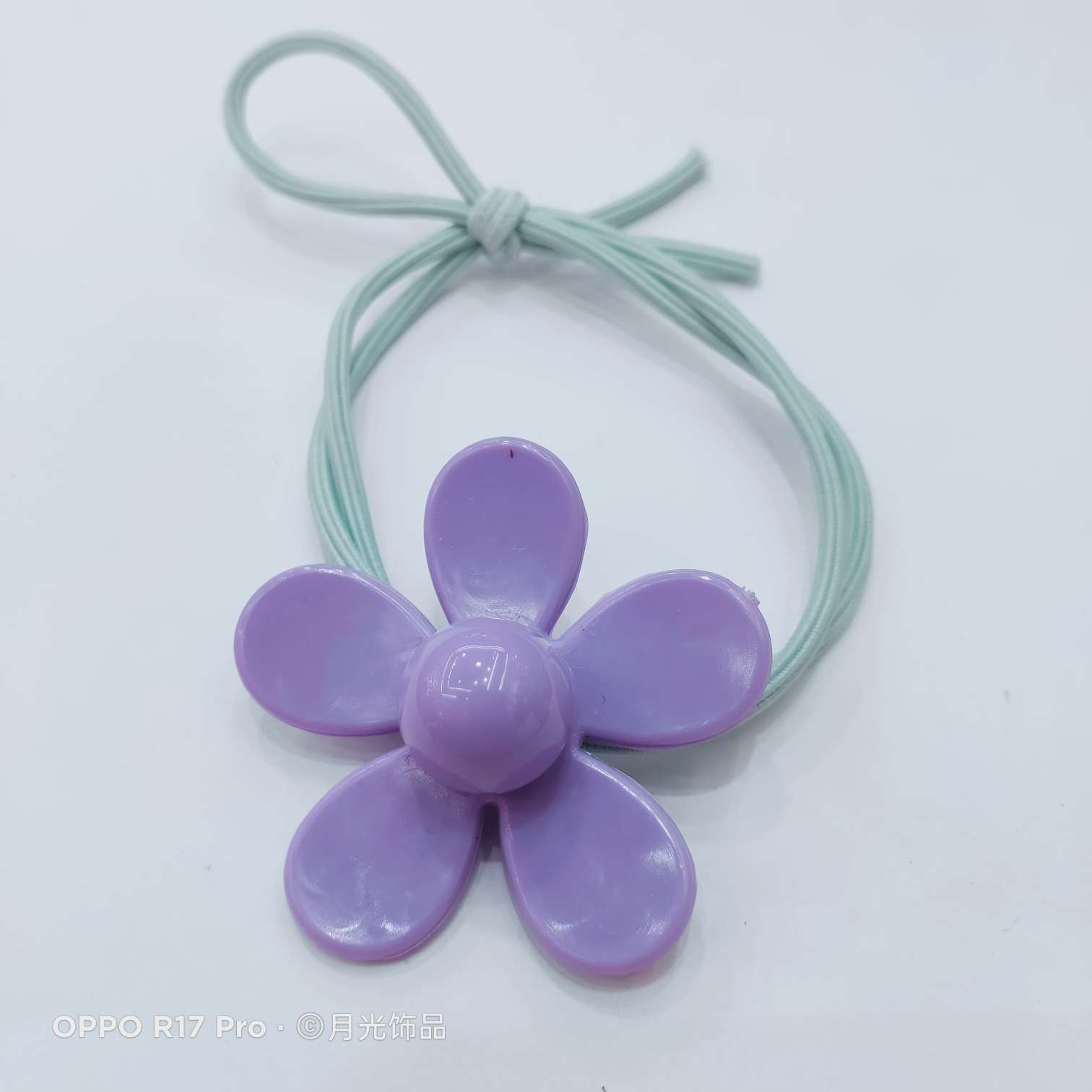 Korean version of trendy and fashionable acrylic large flower knotted rubber band hair tie details Picture