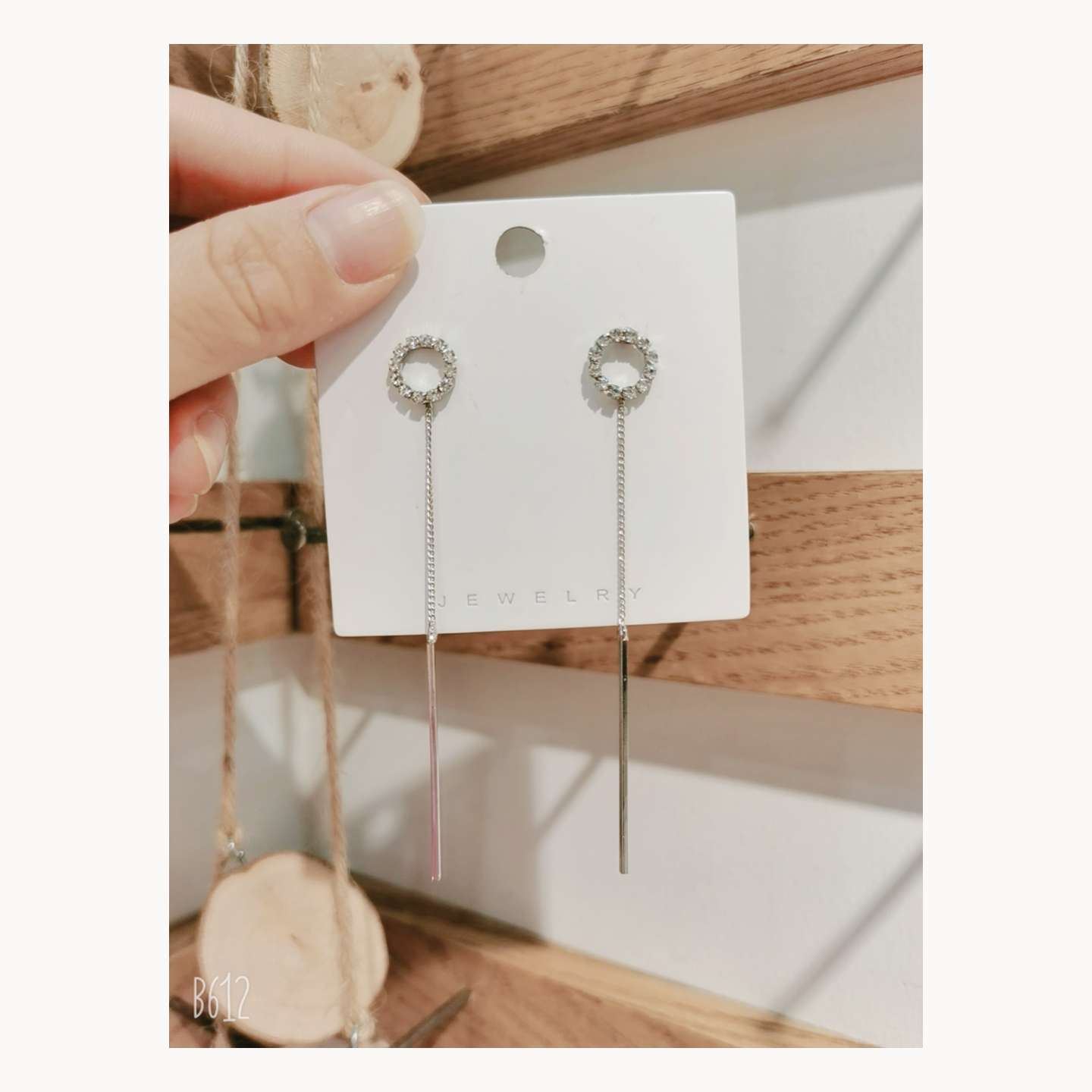Korean hot style silver needle diamond ring chain earrings thumbnail