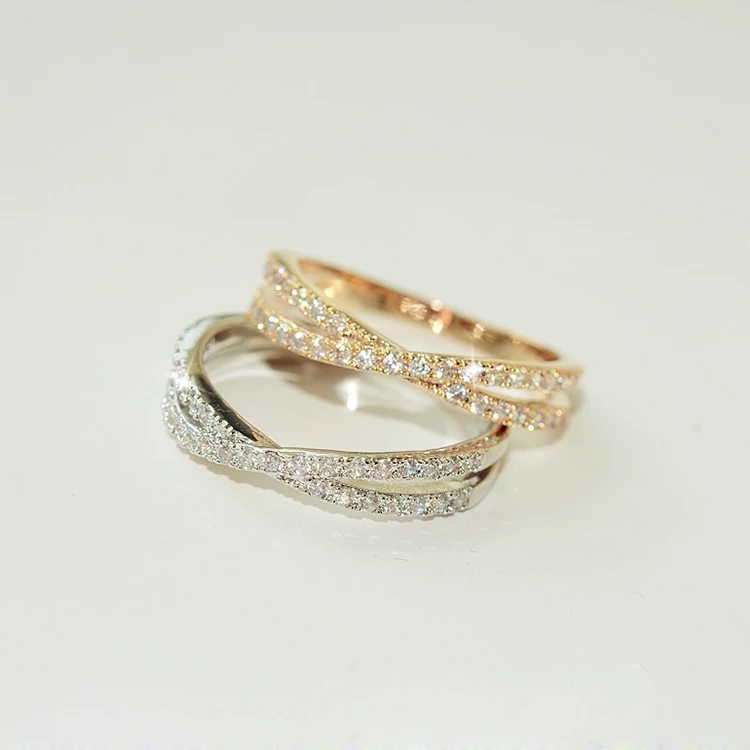 Korean Jewelry Micro-set flash diamond cross ring Index finger ring Tail Ring Jewelry Gift Ring jewelry women's accessories