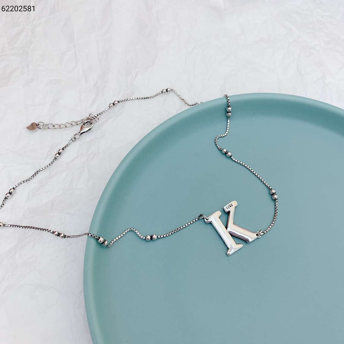 S925 sterling silver necklace female letter K leisure Korean personality collarbone chain short exquisite shop elegant original silver silverware