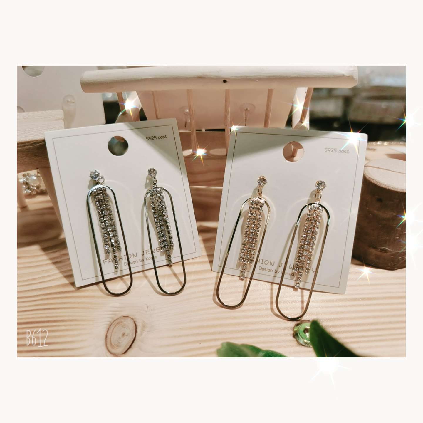 Korean hot style silver needle diamond chain earrings thumbnail