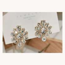 Korean hot style silver needle glass interface earring
