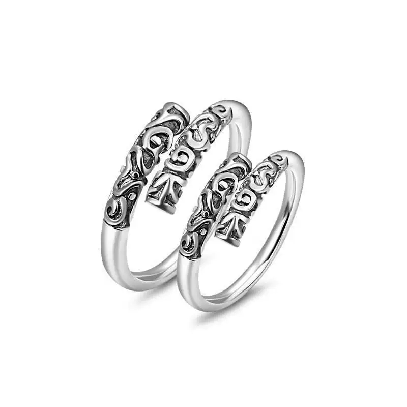 Bronze plated Silver ring Hipster Vintage Silver vintage ring Couple Golden Cudgel stick