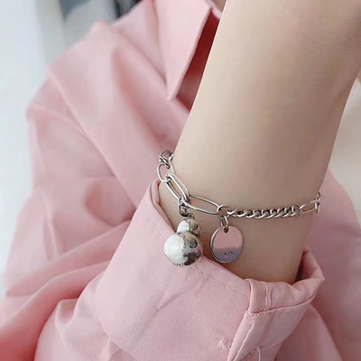 Japan and South Korea new custom S925 sterling silver retro personality trend simple transfer small gourd bracelet thumbnail