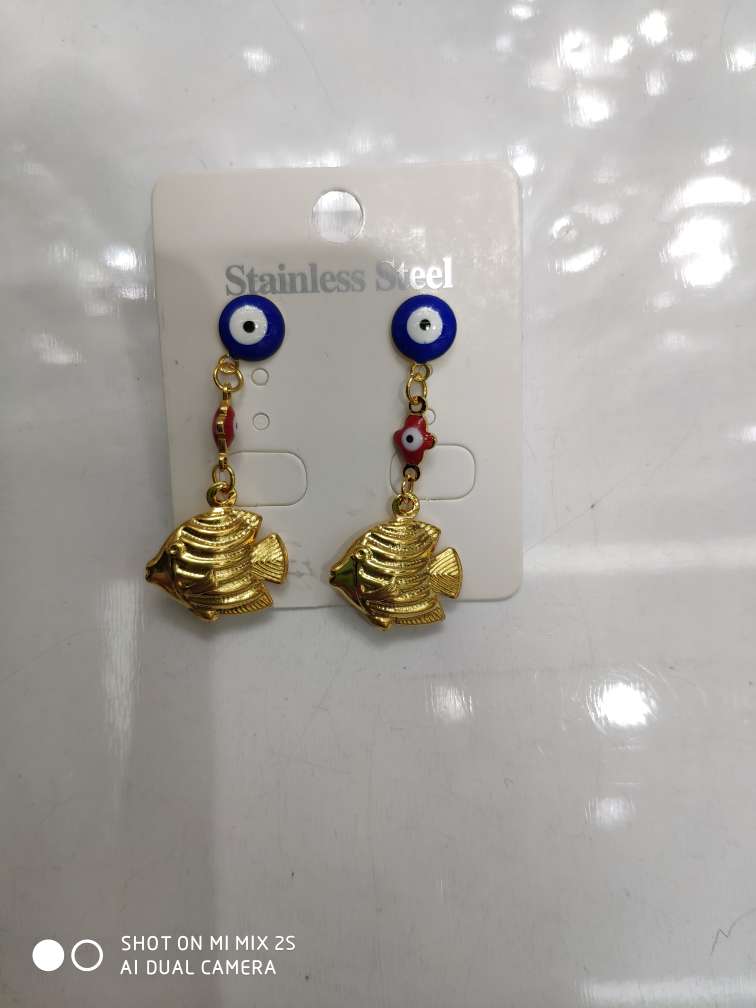 Stainless steel hanging goldfish earrings