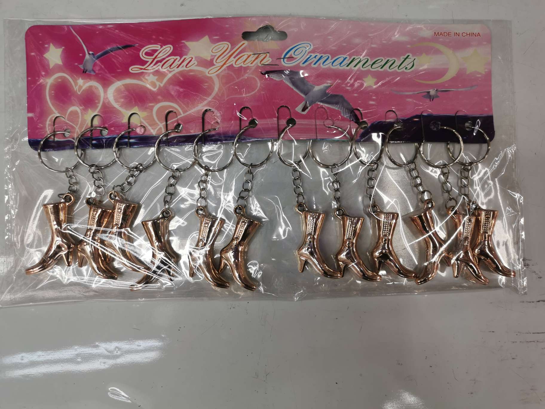 Silver plated keychain heels