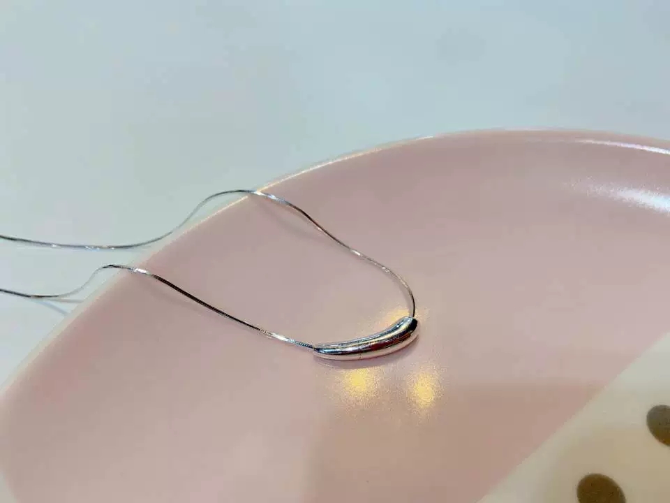 s925 Little eggplant smile drop necklace Female sterling silver necklace clavicle chain female high-grade sense of ins cold wind thumbnail