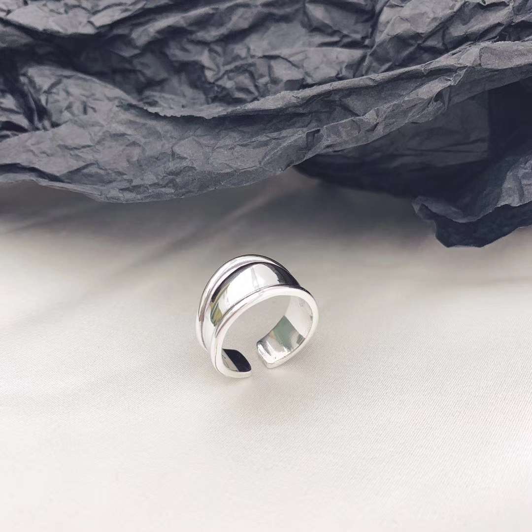 S925 men wide ring, personality retro Thai silver convex ring.
