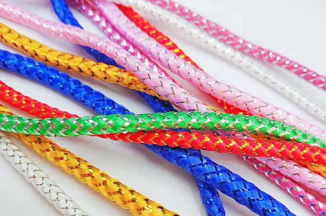 Manufacturers Direct Sales Half Jin Silk High-End Gift Box 4Mm Decorative Packaging Rope Gold And Silver Silk Ribbon Plastic Head Hand Rope Gold And Silver Silk Can Be Customized Specification drawing