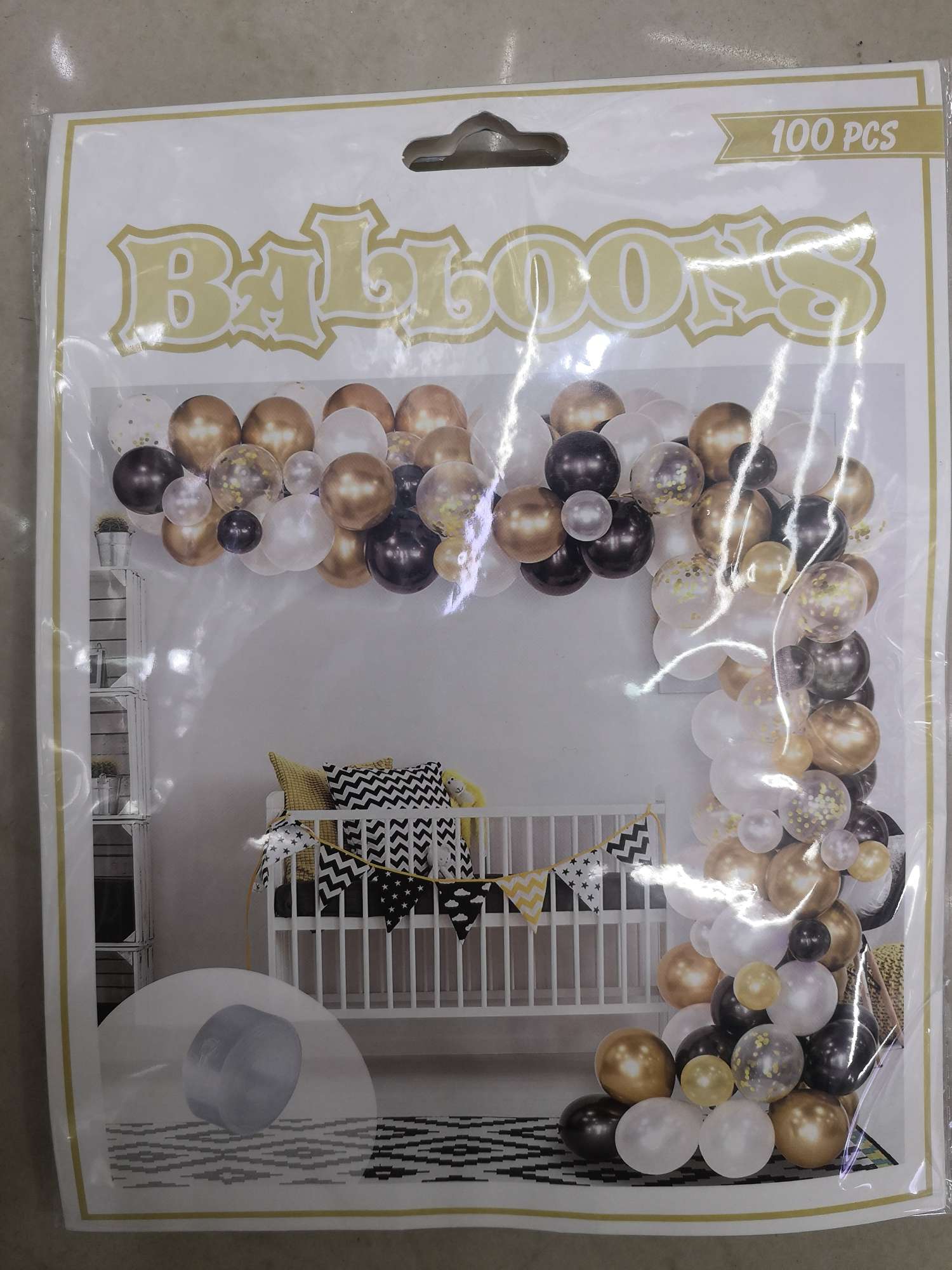Birthday party Combo Platinum and Black Balloon Chain set