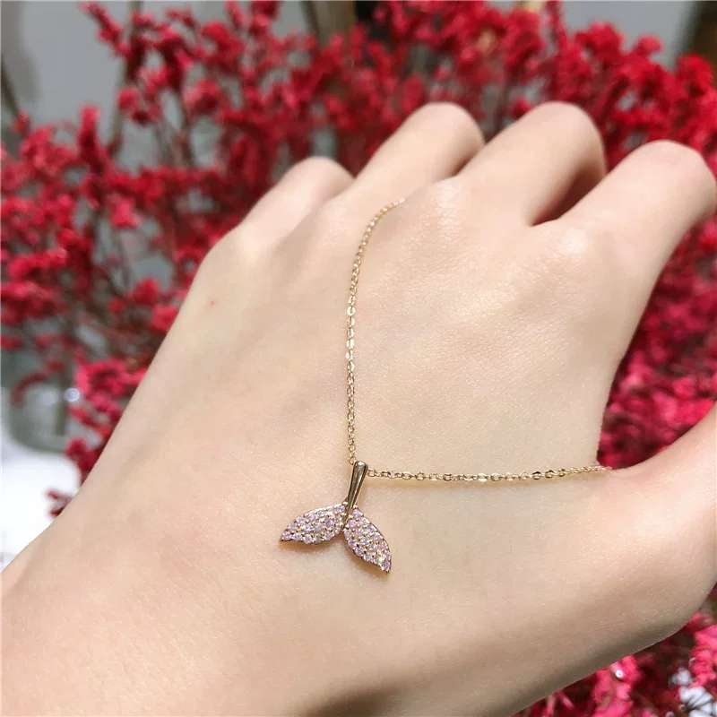 Former Lin jia dolphin tail set diamond fish tail necklace pendant web celebrity light luxury niche jewelry