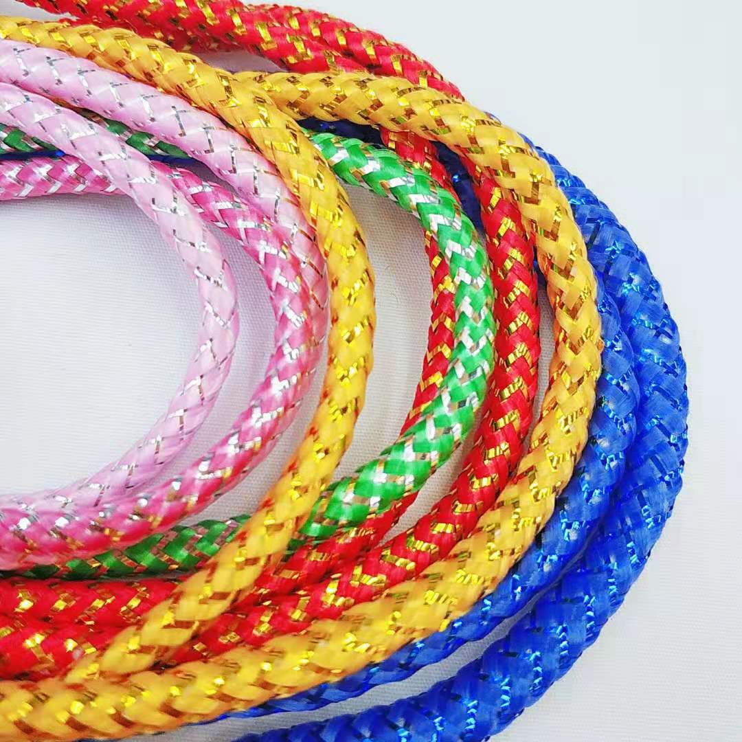 Manufacturers Direct Sales Half Jin Silk High-End Gift Box 4Mm Decorative Packaging Rope Gold And Silver Silk Ribbon Plastic Head Hand Rope Gold And Silver Silk Can Be Customized details Picture