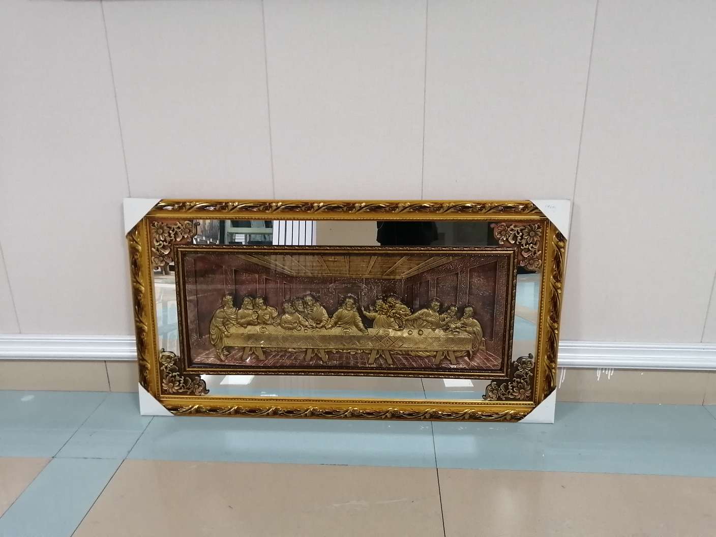 工厂批发 宗教人物装饰画实木双框装饰画客厅装饰画仿浮雕金色最后晚餐产品图