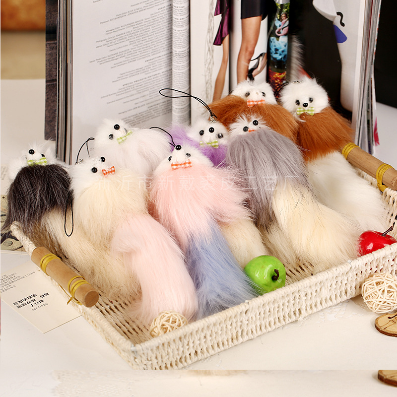 中号仿毛狐狸挂件 创意可爱包包挂件情侣挂饰包包汽车饰品图