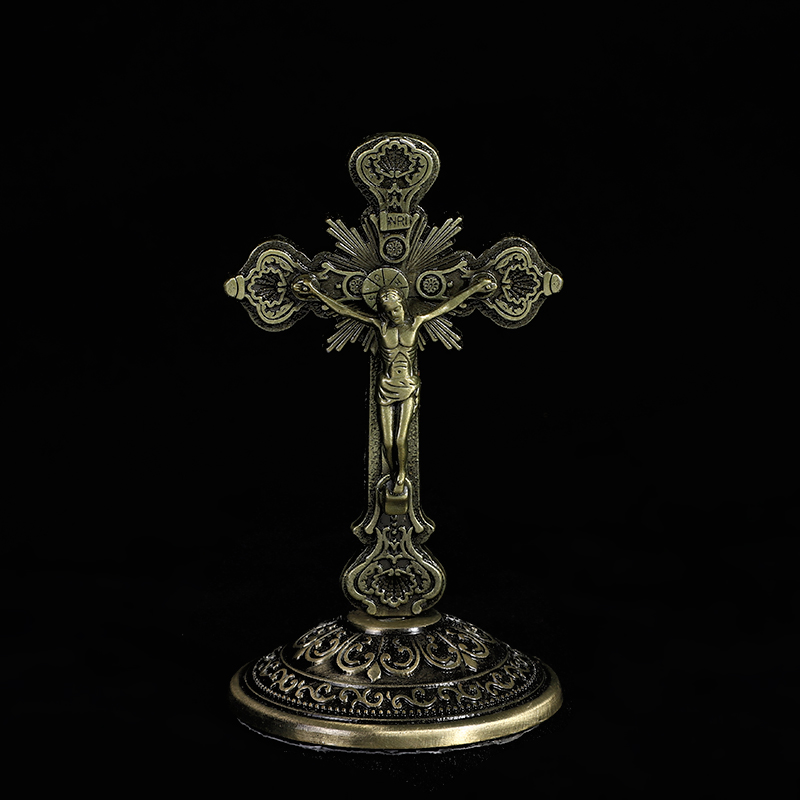 锌合金小台式莲花十字架，颜色可多选