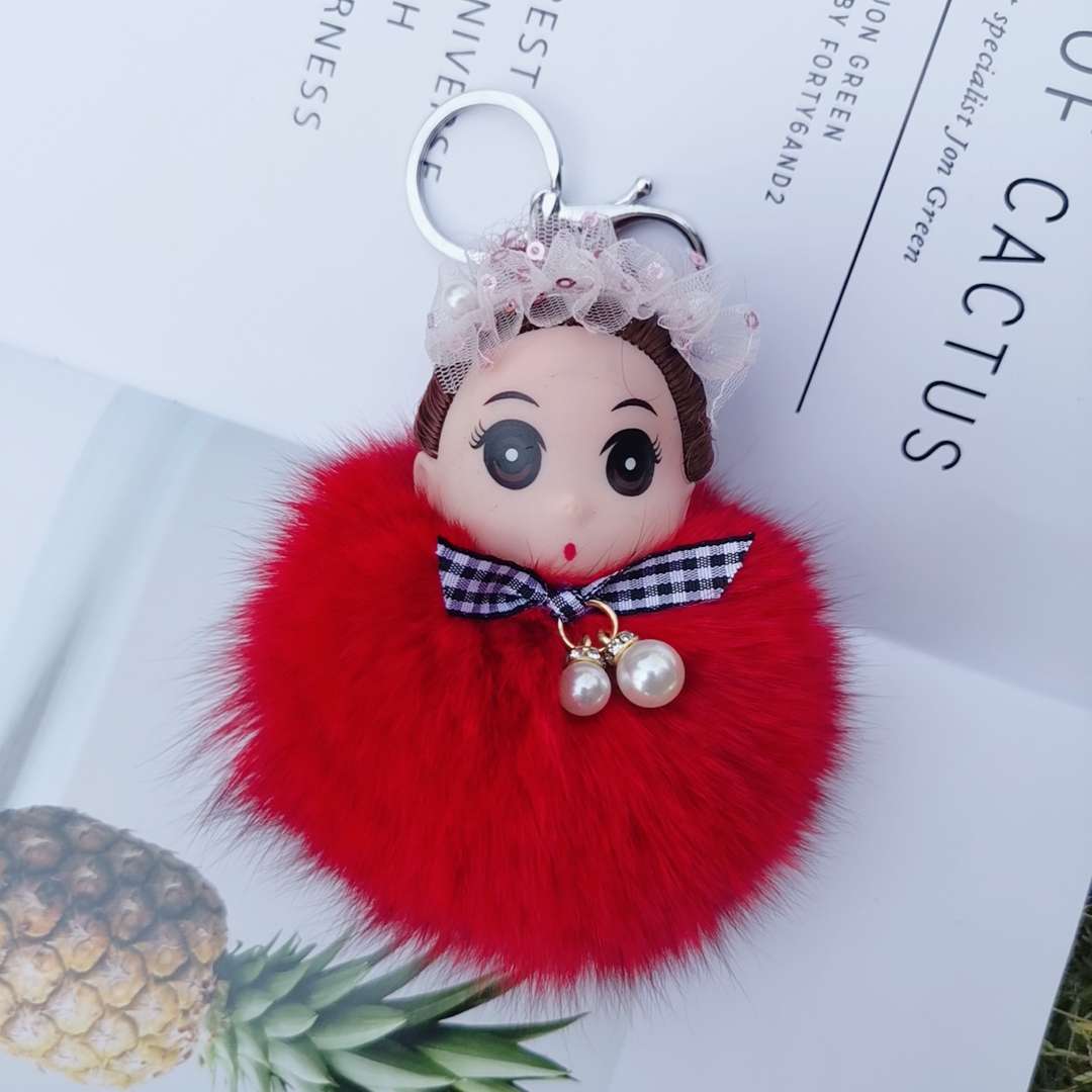Fox fur ball pendants, cute sleeping dolls, couple dolls, plush pendants, car keychains, bag accessories Specification image