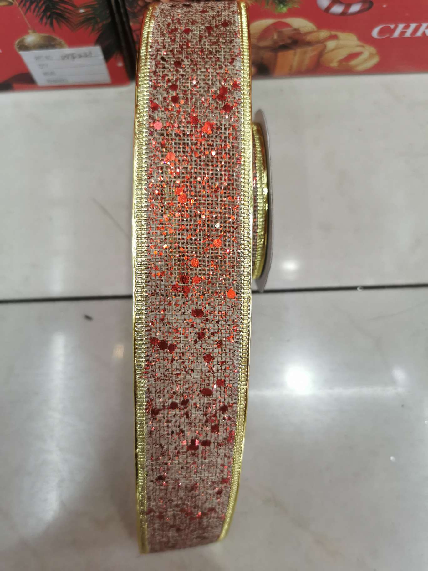 3.8公分3码麻布撒粉彩带