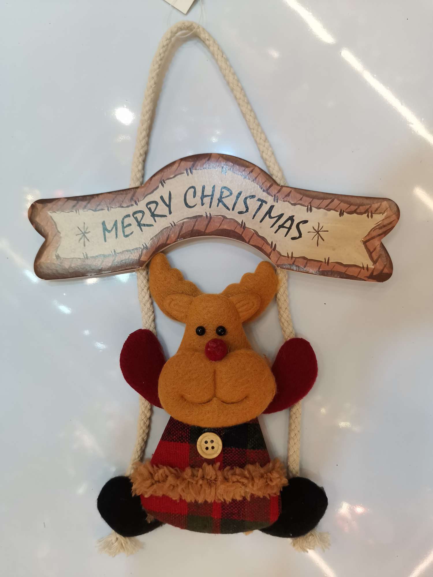 Christmas reindeer pendant with English: 19.5*27CM