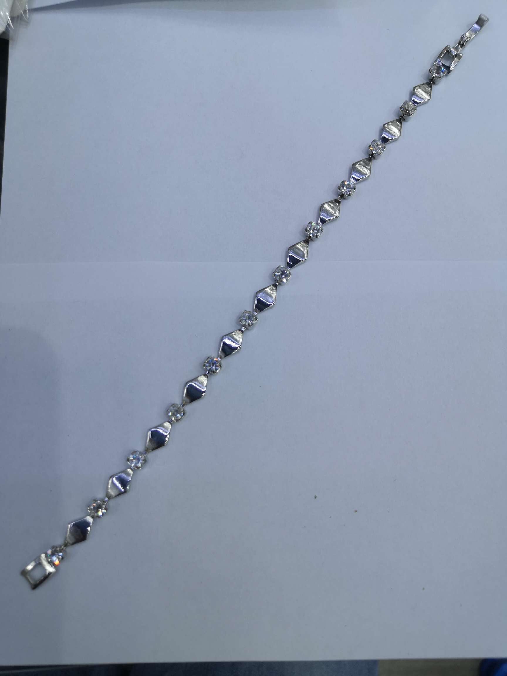 Delicate white collar solid diamond bracelet thumbnail
