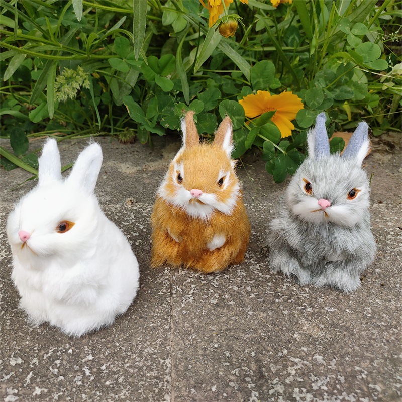兔子仿真兔子模型小兔子桌面摆件仿真兔子毛绒玩具 厂家直销现货图