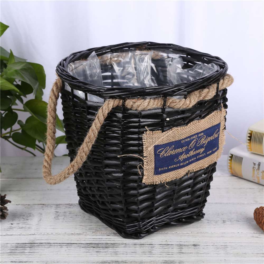 Wicker Flower Pot Flower Tube Wicker Braid Twine Ears Can Be Placed Seedlings Can Also Arrange Flowers Unlimited Application Scenario