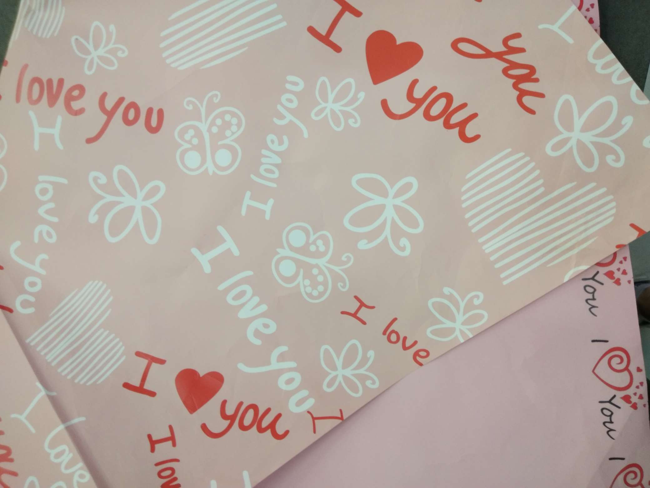 Double-sided printed I love you flower wrapping paper fresh flower packaging