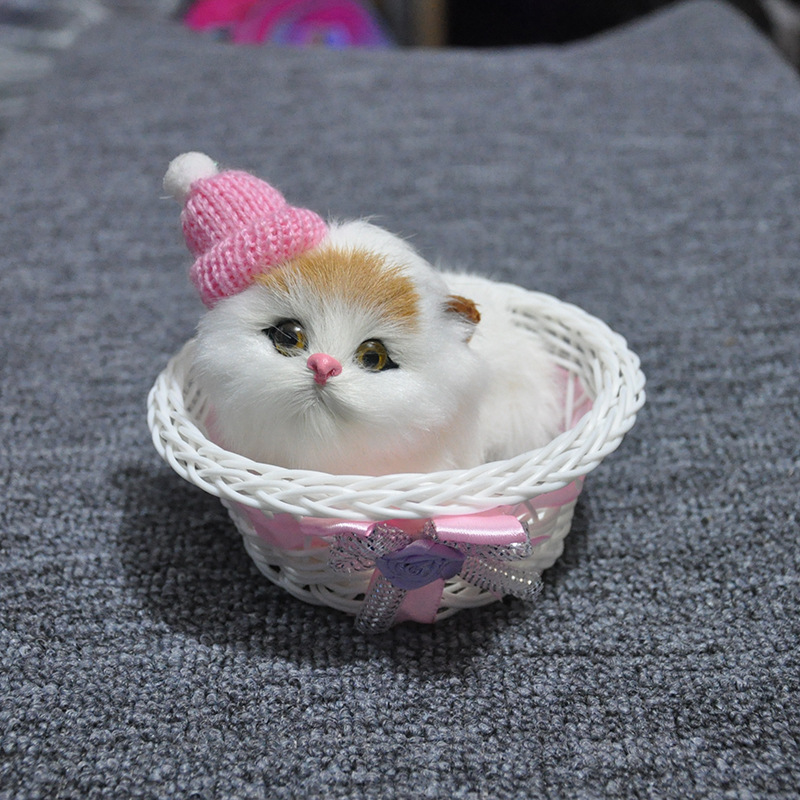 仿真小猫皮毛小动物汽车摆件一按会叫萌宠小猫咪玩具饰品厂家直销详情图7