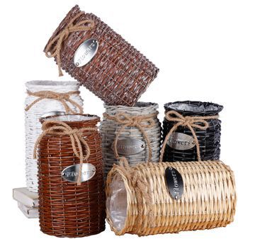 Origin Goods Creative Wicker Rattan Vase Flower Pot Hand-Woven Home Decoration Dried Flower Basket Wholesale details Picture