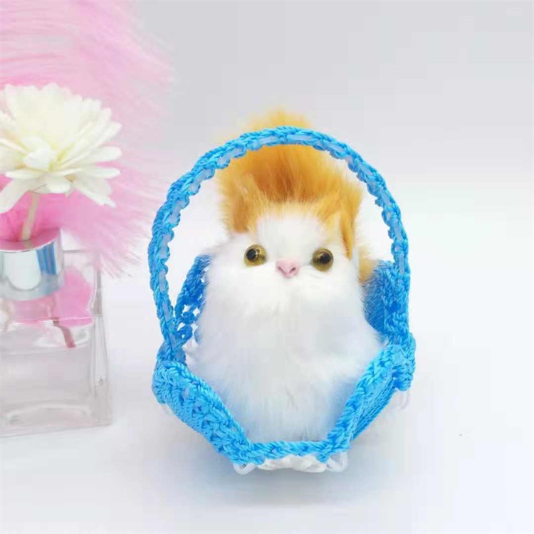 编织篮子猫声控仿真猫会叫的线篮小猫大量批发价格优惠厂家直销白底实物图