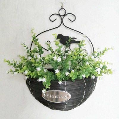 Factory Direct Sales Hot Willow Woven Wood Wall Hanging Flower Pot Home Gardening Creative Grass Rope Wall Hanging Flower Basket Wholesale Application Scenario