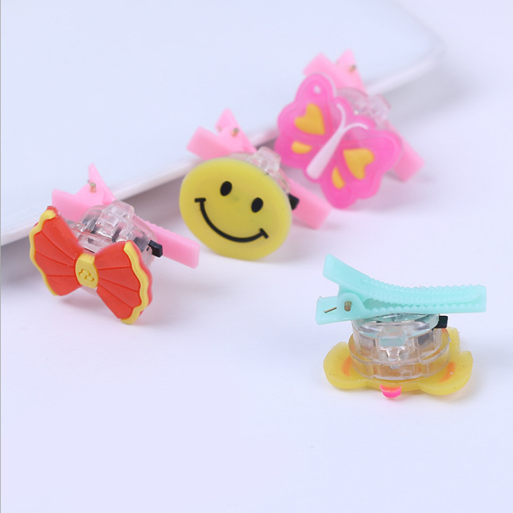 Luminous hair clips, flashing hair clips, soft rubber luminous hair clips, children's cartoon hair clips Specification image