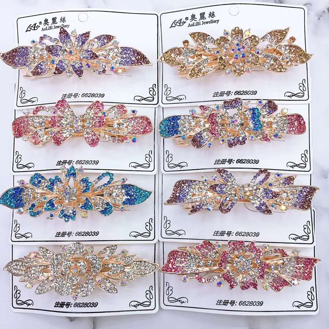 Korean-style 8 cm rhinestone hair clips