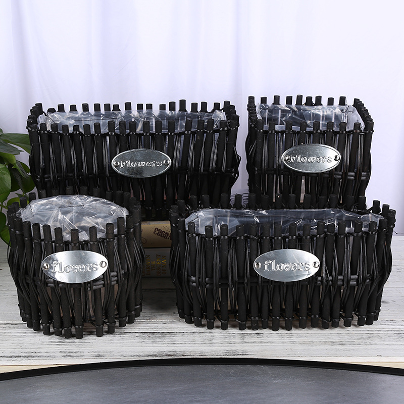 Factory direct sales of hand-made wicker basket new Chinese garden style flowerpot creative multi-purpose wicker basket wholesale stick flowerpot