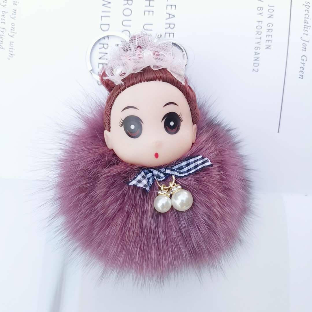 Fox fur ball pendants, cute sleeping dolls, couple dolls, plush pendants, car keychains, bag accessories details Picture