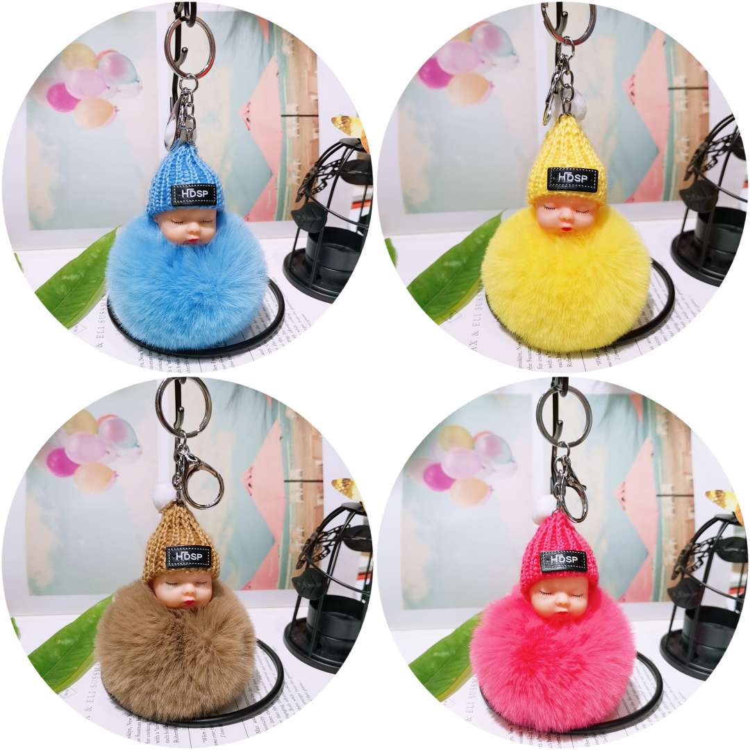 Cute pom-pom pendants, sleeping dolls, couple dolls, plush pendants, car keychains, bag accessories Specification image