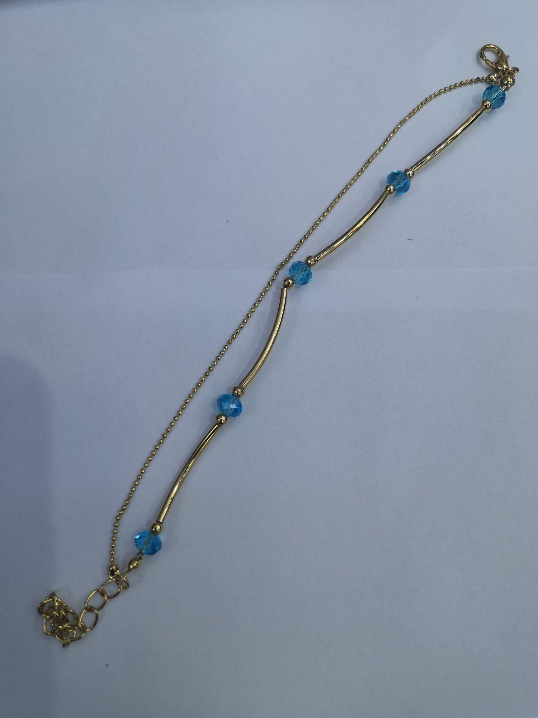 胡兰色水晶脚链