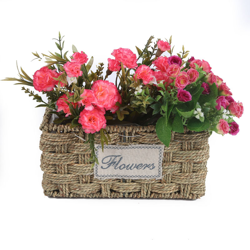Flower Basket Manufacturers Direct Sales Square Succulent Flower Basket Home Decor Wicker Flower Basket Hand-Woven Flower Pot Diameter 25 Application Scenario