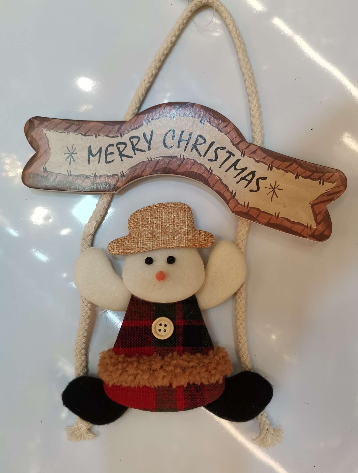 Christmas snowman pendant with English size 19.5*27CM