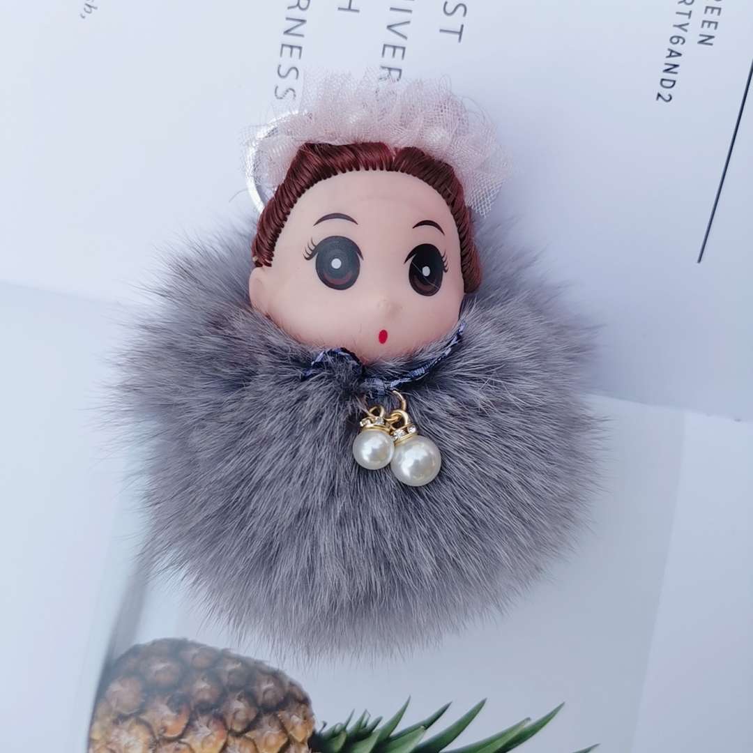 Fox fur ball pendants, cute sleeping dolls, couple dolls, plush pendants, car keychains, bag accessories undefined