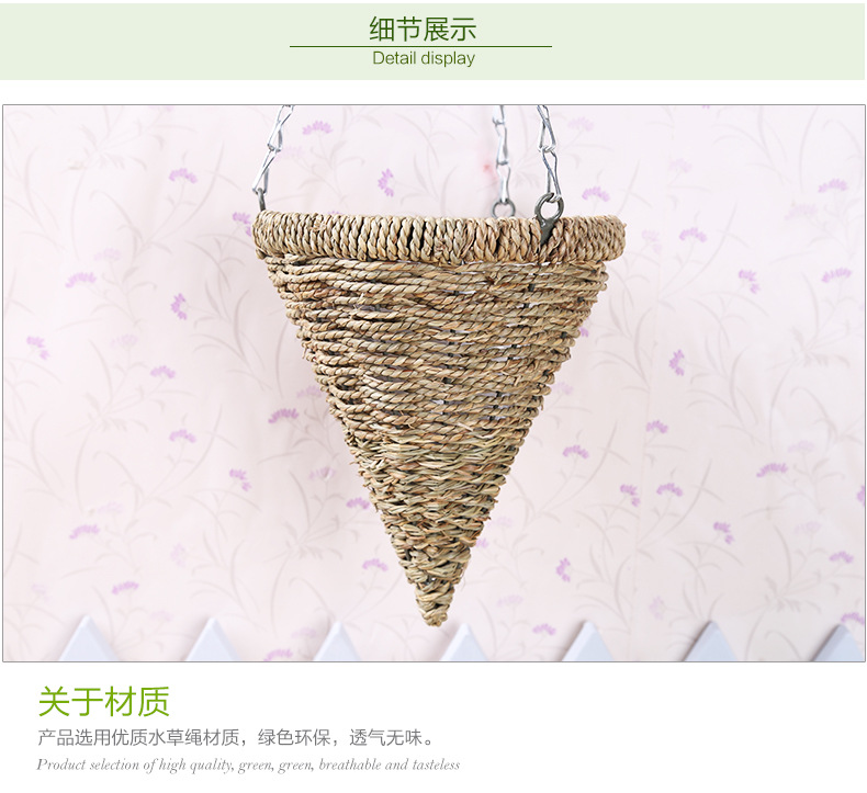 Wholesale Rattan Willow Woven Grass Woven Green Flowers Hanging Basket Flower Basket Hanging Orchid Flower Pot Hanging Green Plant Creative Decoration Pot Pot Hanging Basket Item Picture