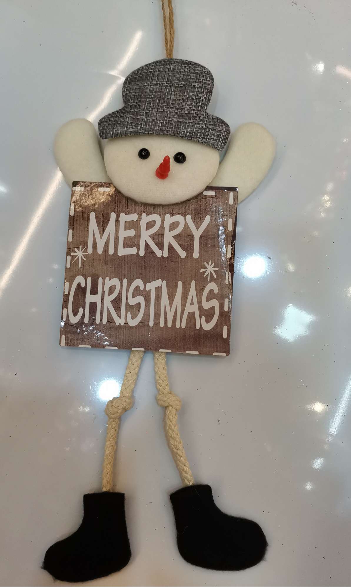 Christmas snowman pendant with English size 12.5*28CM