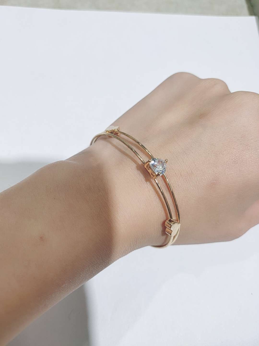 ins heart open bracelet does not fade micro inlaid with diamond Japanese and Korean version of girls simple fashion bracelet thumbnail