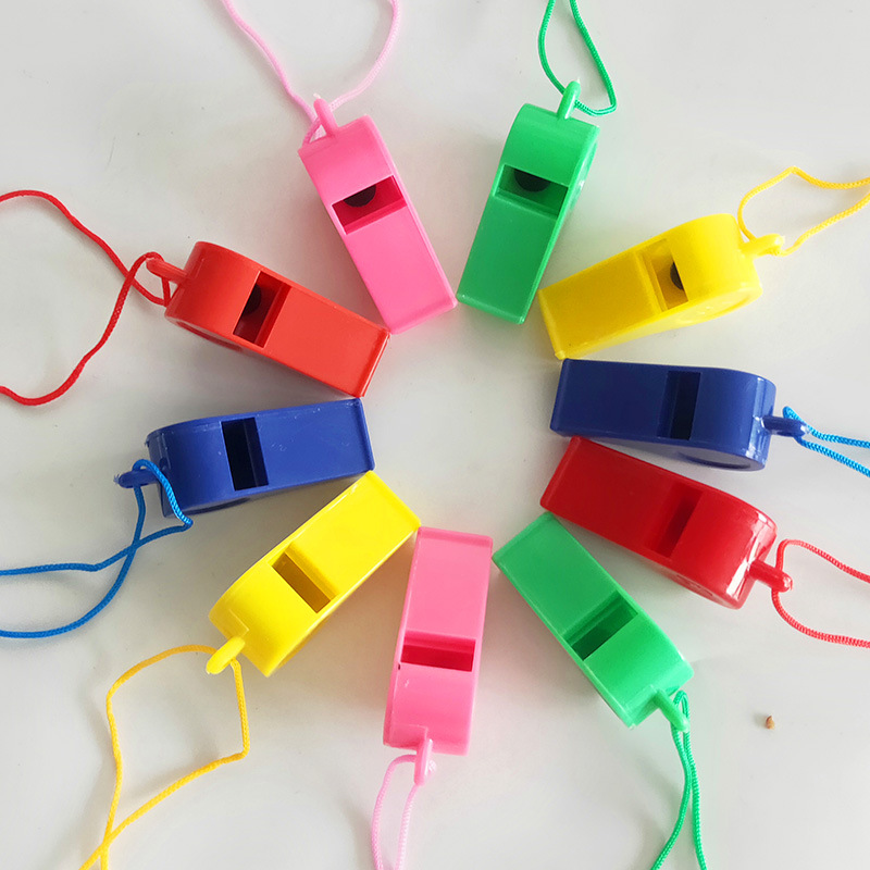 Plastic whistle board, 24 sets of whistles, whistles with ropes, plastic whistles, outdoor survival competition, first aid and cheering whistles, direct sales in color details Picture
